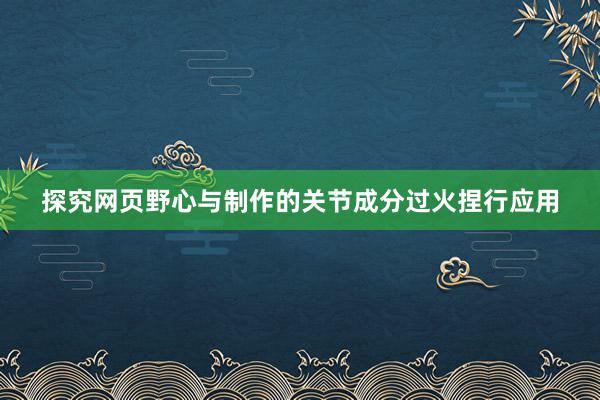 探究网页野心与制作的关节成分过火捏行应用